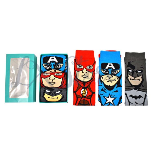 Medias Largas en Caja de Super heroes X3