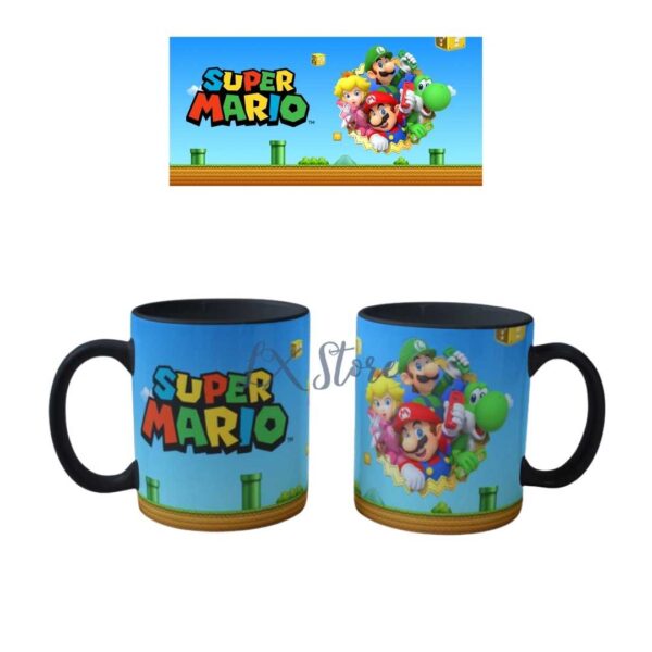 Mug Taza Mario Bros y sus amigos Negro (1)