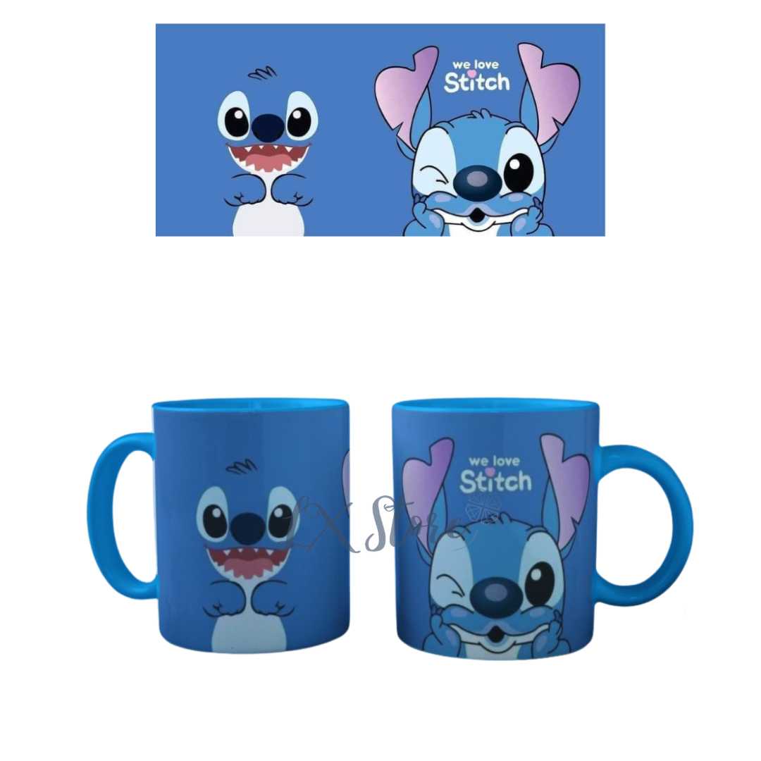 Mug taza vaso de stitch Azul