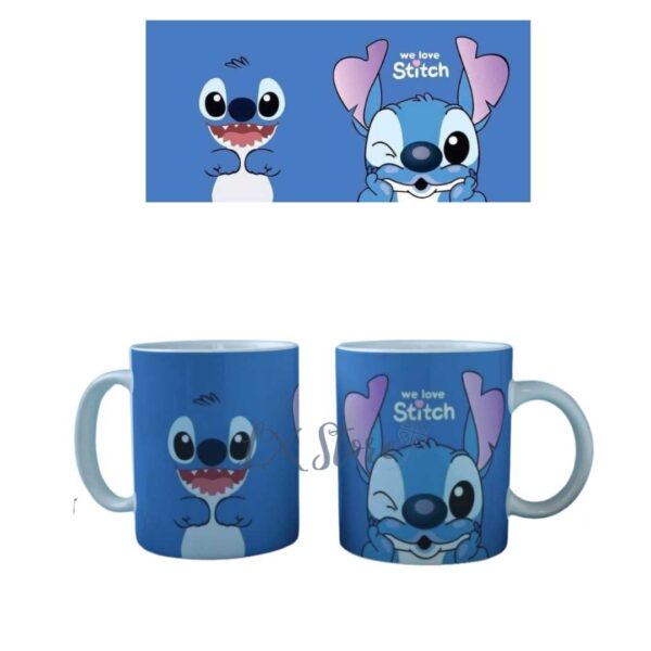 Mug taza vaso de stitch Blanco