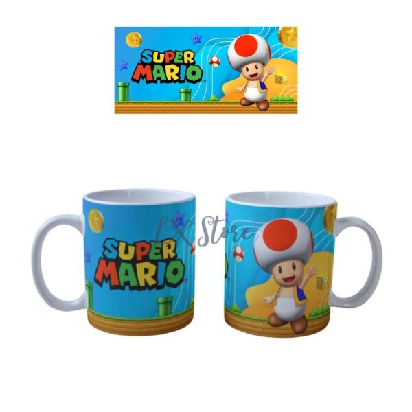 Mug taza Mario Bros Toad Blanco (1)