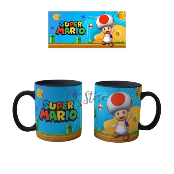 Mug taza Mario Bros Toad Negro (1)