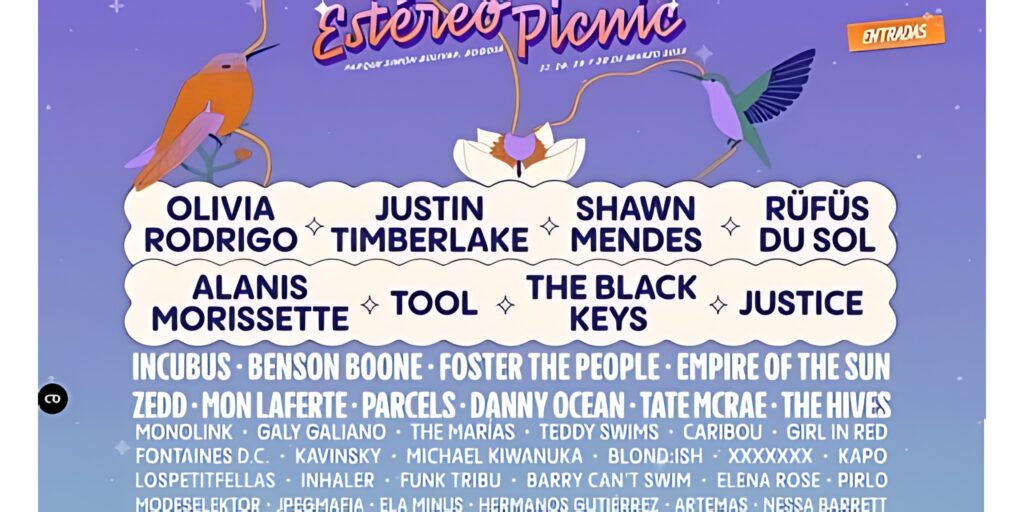 Cartel line up del festival estereo picnic 2025