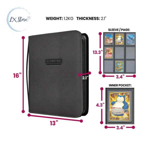 Portafolio Evoretro Shield + Toploader Binder Protección Premium Negro - Imagen 2