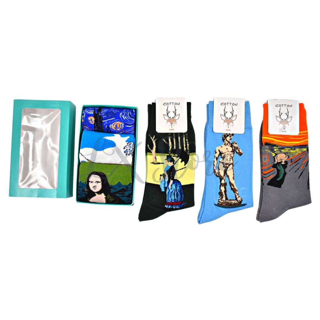 Caja X3 de Medias Largas Canilleras de Obras de Arte